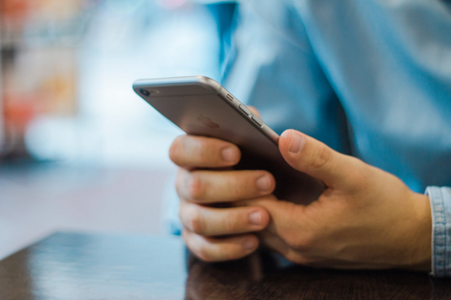 Close-up of hands with a smartphone