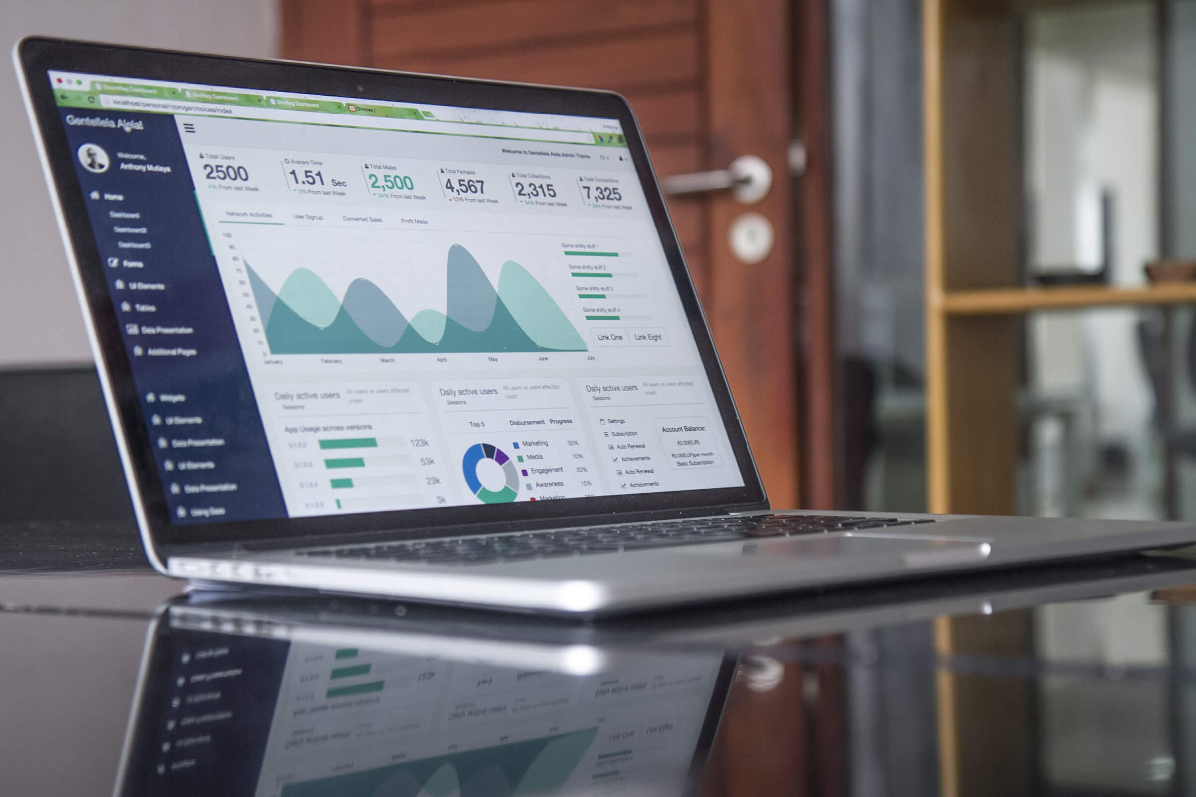 A laptop with performance data graph