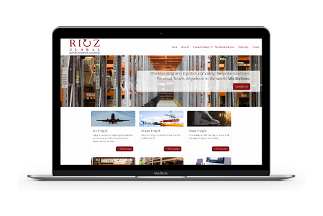 Screenshot of the Rioz Global website on a laptop