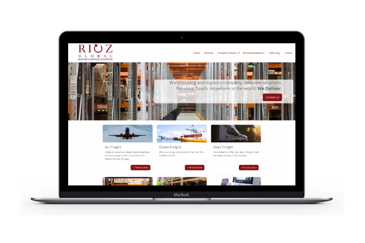 Screenshot of the Rioz Global website on a laptop