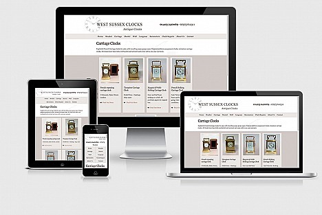 West Sussex Clocks website on different devices